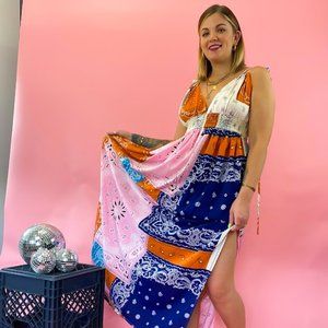 Citrus Skies Bandana Print Maxi Dress
